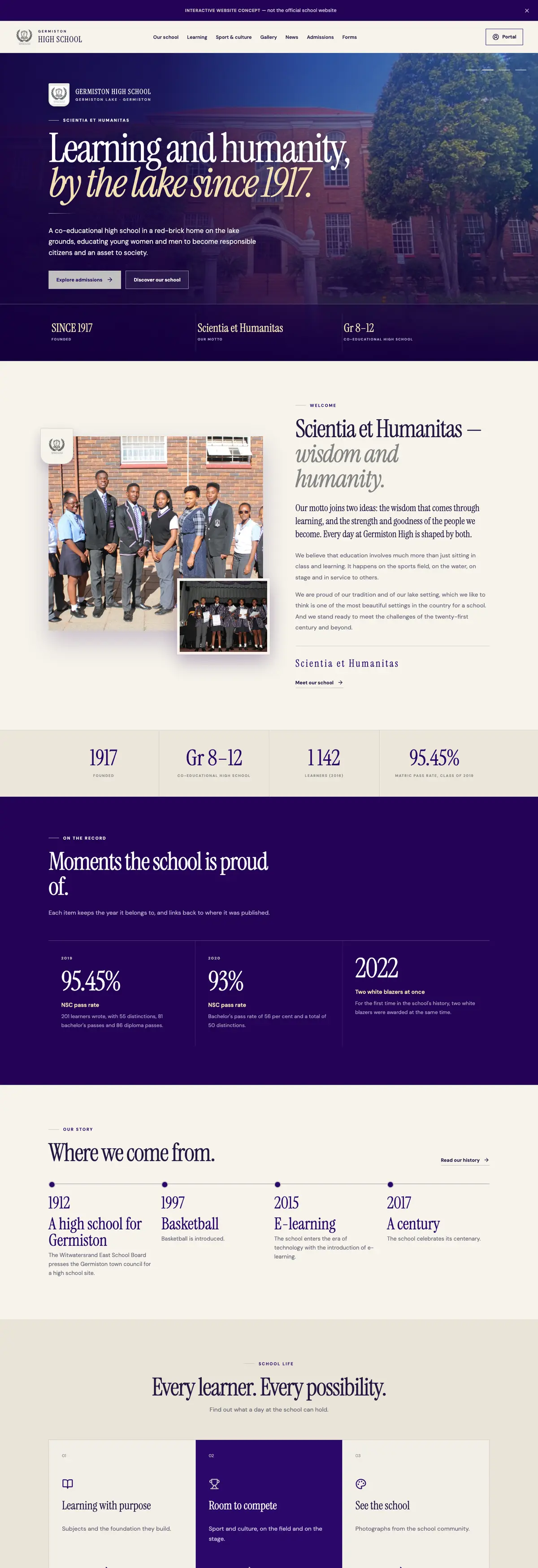 Screenshot of the Germiston High School website